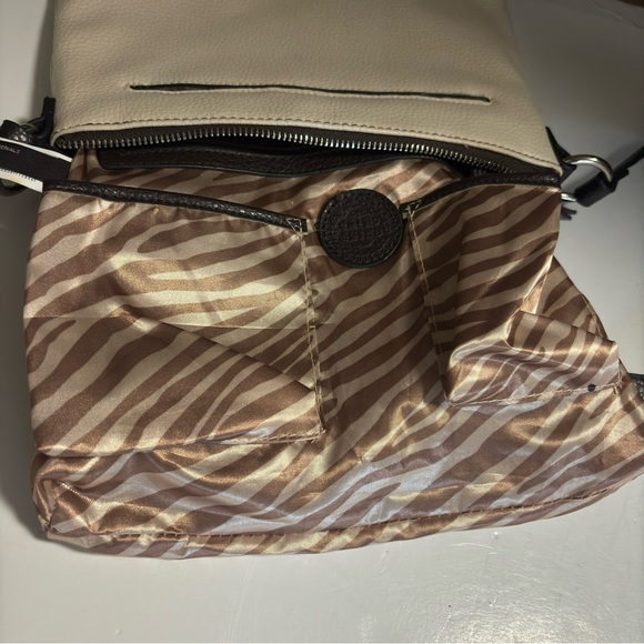 Dana Buchman Small shoulder bag 10.9X9” cream brown trim EUC - Picture 9 of 15